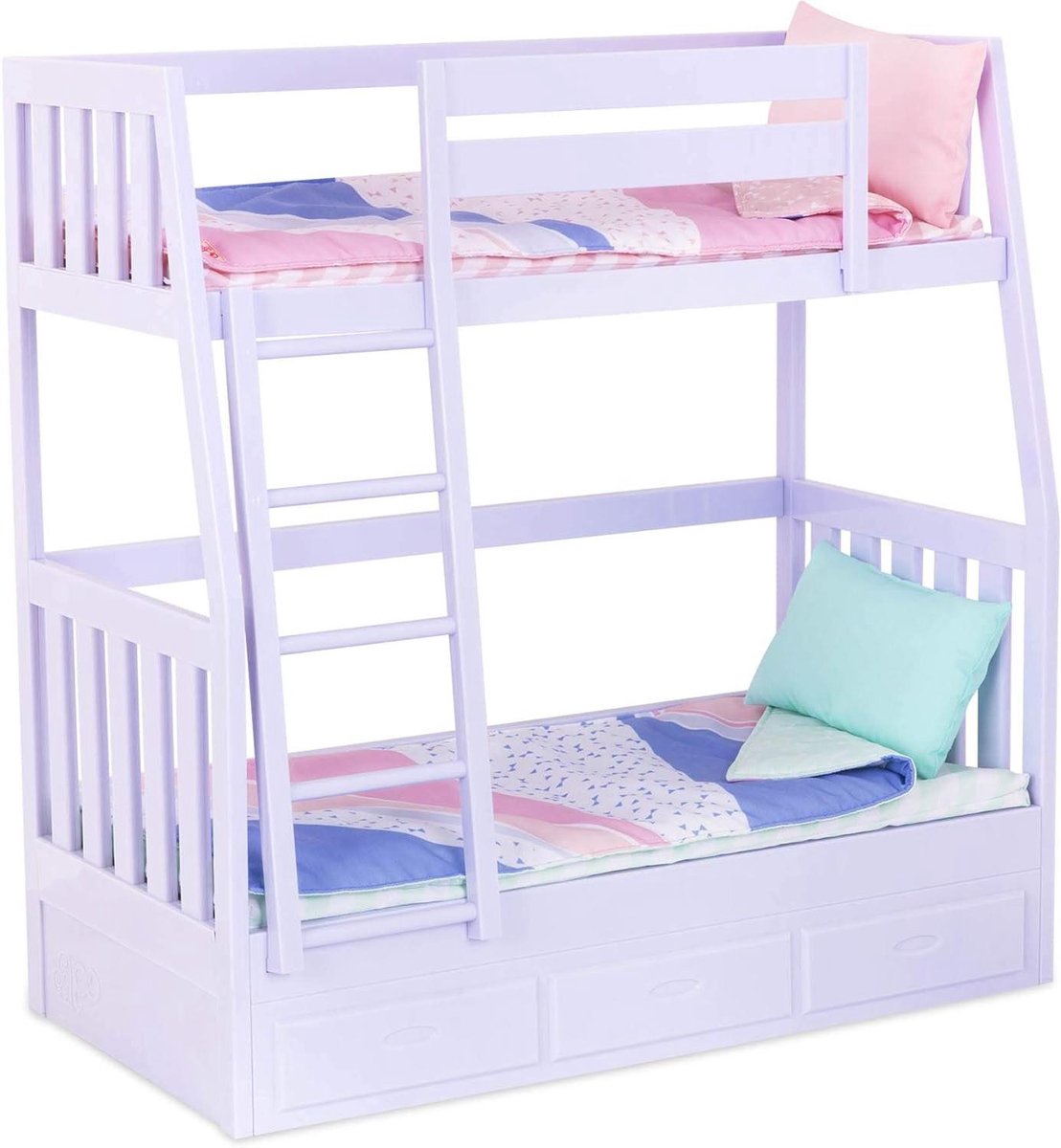 Poppenhuis Stapelbed - Poppenhuismeubel Bed - Poppenhuis Inrichten - Inclusief Stal Accessoires - Schaal 1:12 - Lila