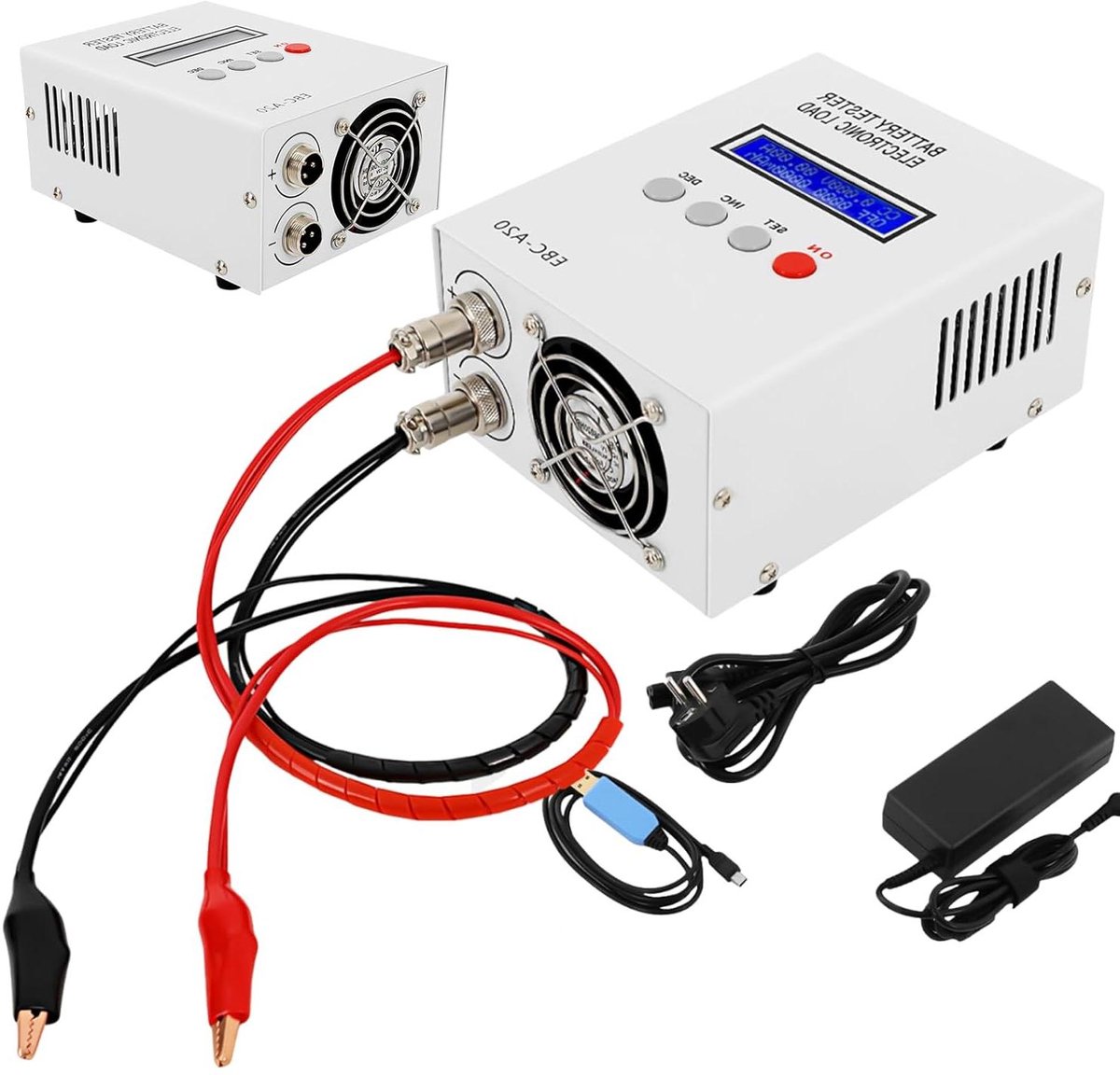 Accutester Batterijtester - Capaciteitstester Loodzuur Lithium - Batterij Capaciteit Testen - Opladen en Ontladen Functie - 85W - Zwart