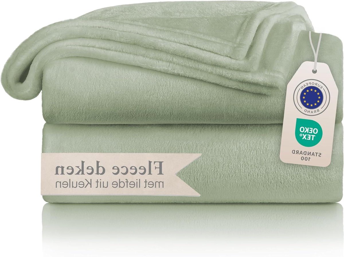 Fleece Deken - Zachte Plaid - Gezelligheid Thuis - Hoge Kwaliteit Fleece - 130 x 150 cm - Zomer Groen