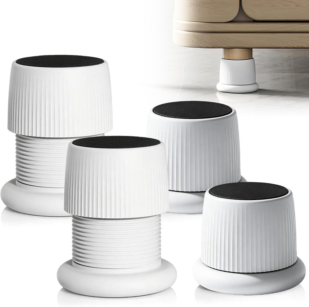 Verstelbare Meubelverhogers - Tafelverhogers Bedverhogers - Meubels Verplaatsen - Zelfklevend Antislip - 40-63 mm - Wit