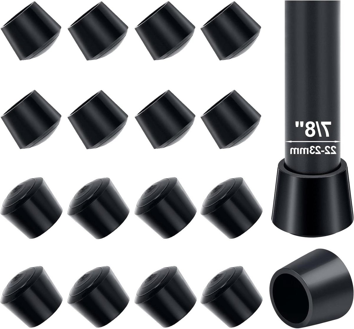 Stoelpootdoppen - Meubelbeschermers vloer - Vloer beschermen - Geluidsdempend antislip - 22 mm - Zwart