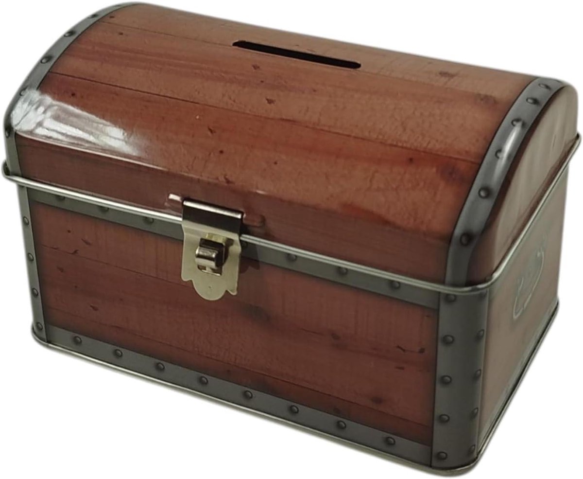 Schatkist Spaarpot - Muntkistje Geldkistje - Geld Bewaren - Met Slot en Sleutel - 13 x 8.5 x 8 cm