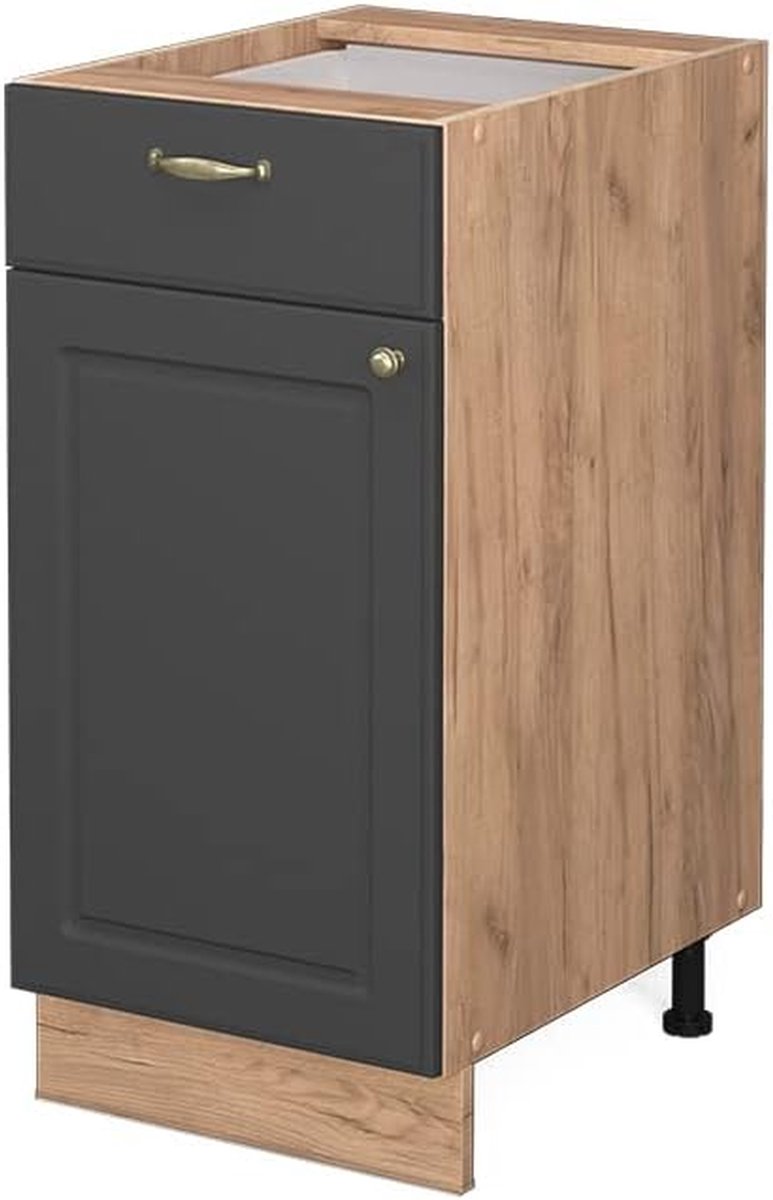 Keukenonderkast Ladekast - Ladekast Keukenmodule - Keuken Opbergen - Soft-close Scharnieren - 40 cm - Antraciet Goud