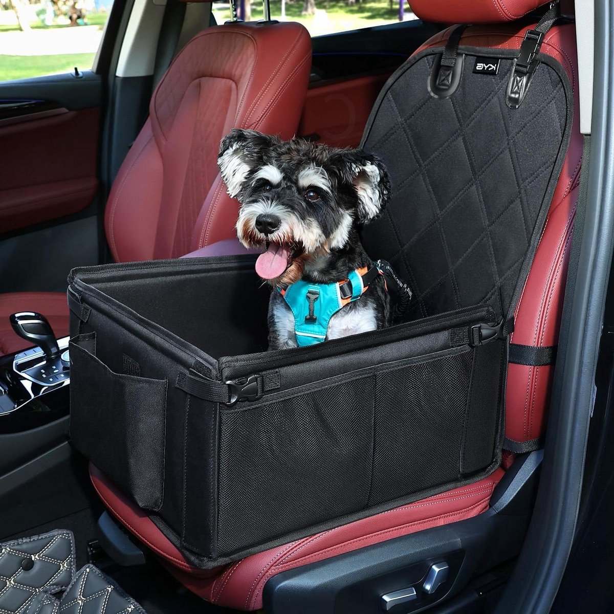 Hondenautostoel - Autostoel Hond Booster - Veilig Reizen - Veelzijdig 2-in-1 Design - 43 x 43 x 25 cm - Zwart
