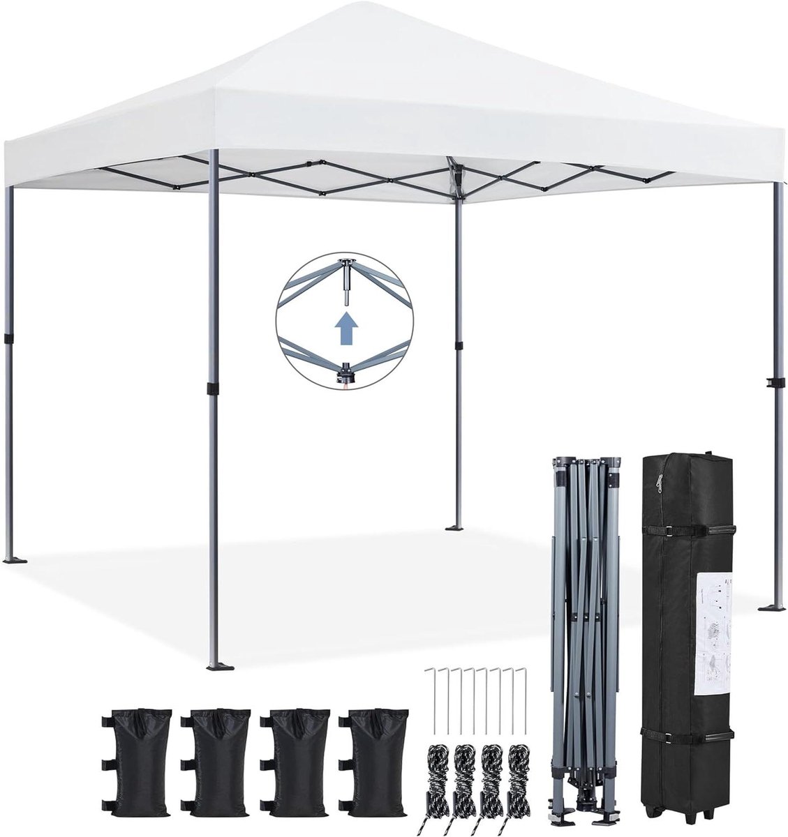 Vouwpaviljoen - Partytent Tuinpaviljoen - Buitenfeesten Organiseren - One Push Systeem - 3 x 3 meter - Wit