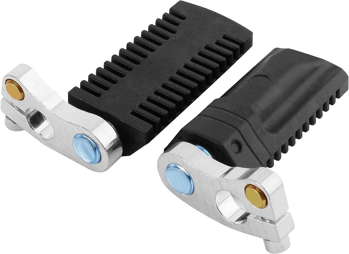 Voetsteunen Motor - Voetsteunen Kinder Motor - Onderdelen Vervangen - Met Klemmen - 66 mm Lengte - Zwart Zilver
