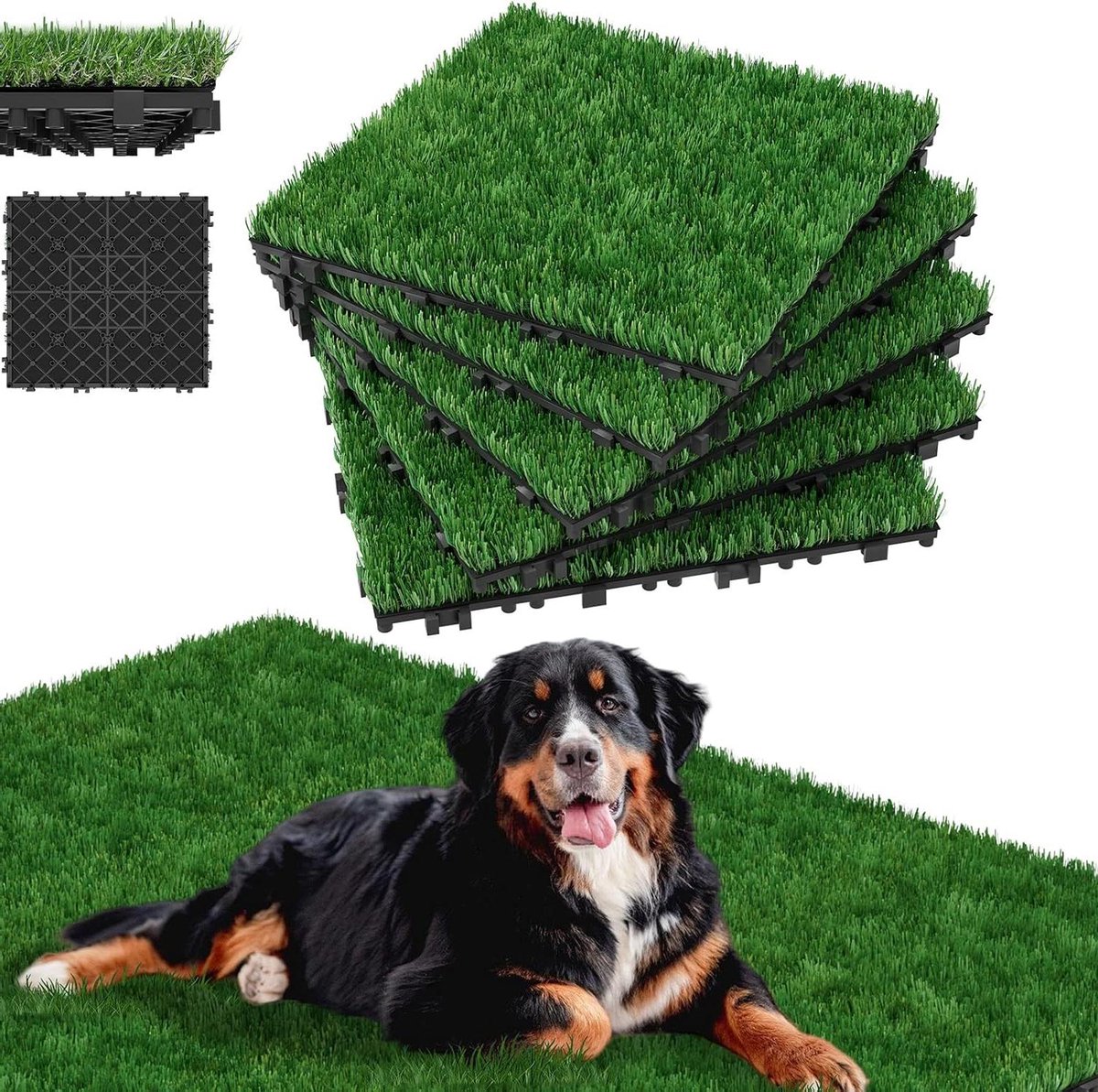 Grastegels Kunstgras - Kunstgazon Tapijt - Tuin Decoratie - Onderhoudsarm Groen - 1 m² - Maagdengroen