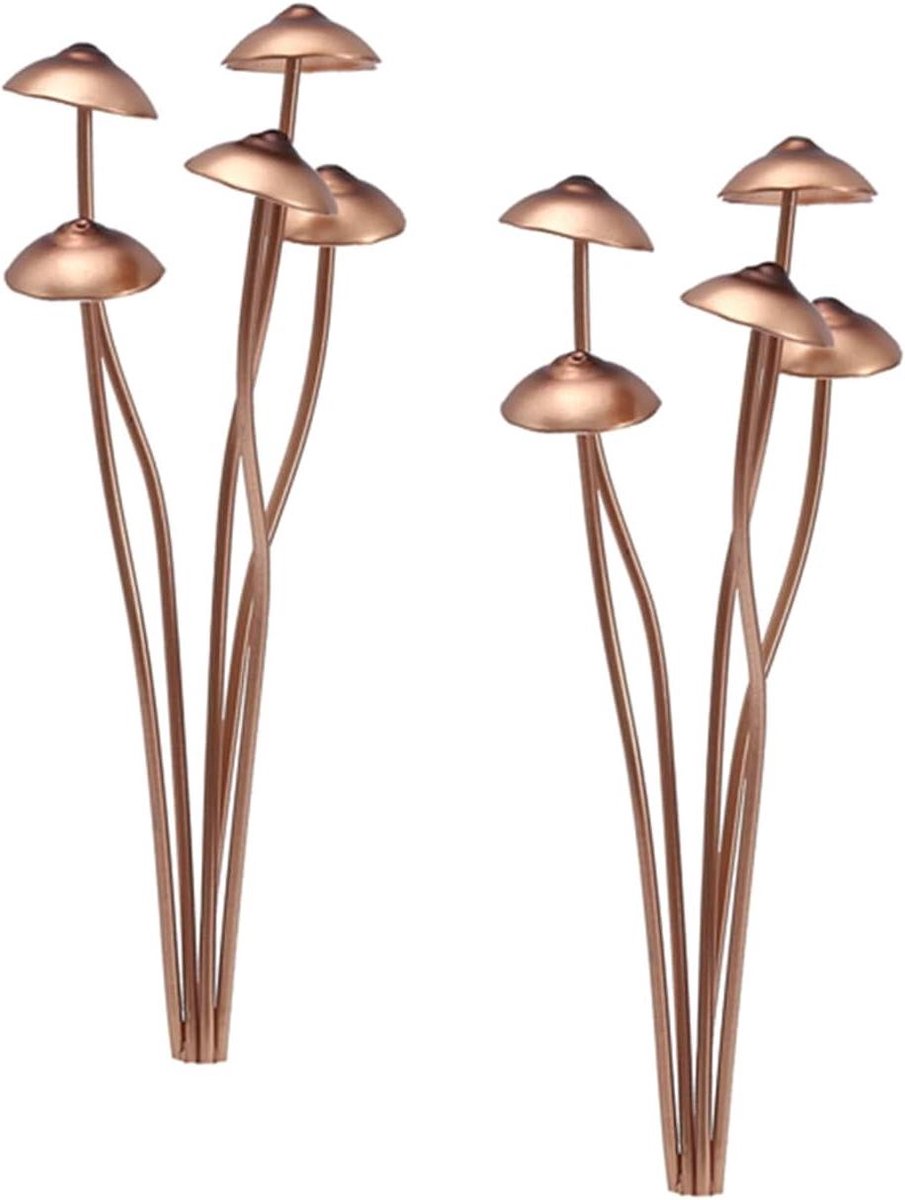 Tuindecoratie Paddestoelen - Metaal Sieraad - Tuin Aankleden - Roestvrij Ijzer - 16.3 cm Hoog - Rood