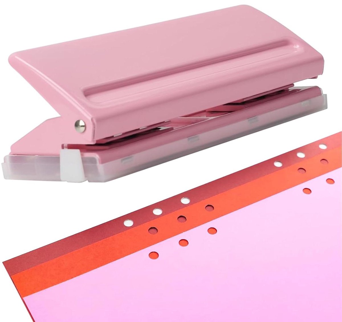 Metalen Perforator - Gatenmaker Agenda - Papier Organiseren - Verstelbare Gatafstand - 6 Gaten - Roze