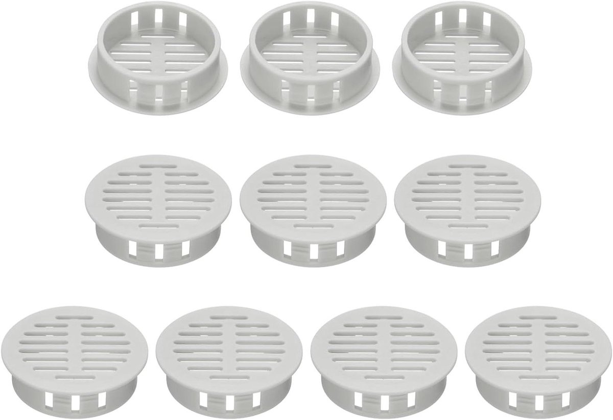 Ventilatierooster Rond - Afdekking Plafond - Luchtcirculatie Verbeteren - ABS Kunststof Duurzaam - 35 mm - Lichtgrijs