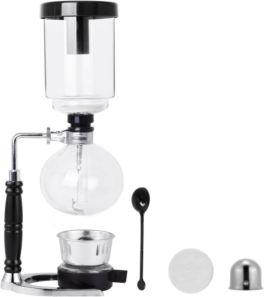 Sifon Koffiezetapparaat - Vacuüm koffiemachine - Koffie Zetten - Hittebestendig Glas - 360 ml - Roestvrij Staal