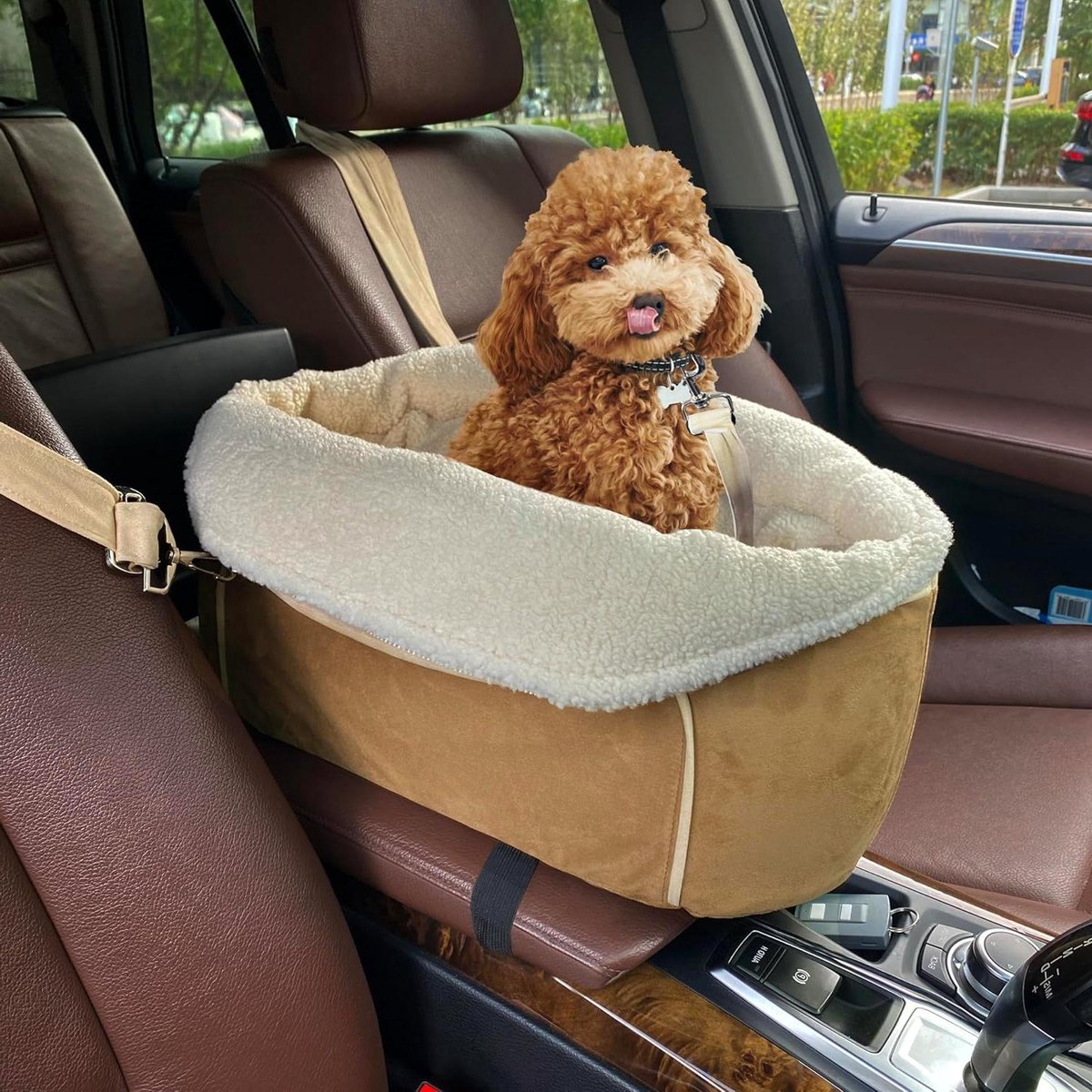Autostoel Hond - Reisstoel Huisdier - Veilig Autorijden - 3-in-1 Veiligheidsontwerp - 45 x 27 x 22 cm - Camel