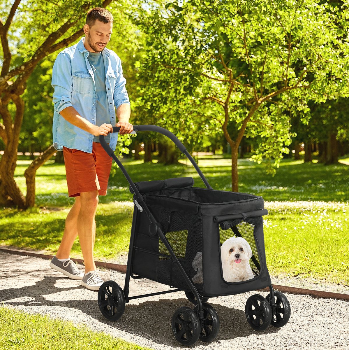 MEUNIQ Hondenfietskar 3-in-1 voor kleine honden tot 10 kg, huisdieraanhanger en transportaanhanger, afneembaar als dierenhuis, met reflectoren en veiligheidslijn, grijs