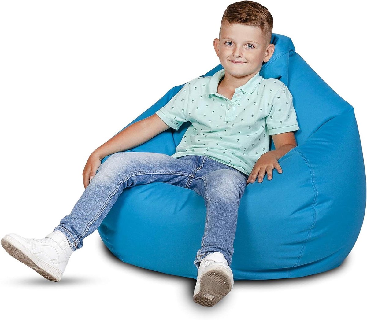 Zitzak Zonder Armleuningen - Poef Zetel - Ontspannen Buiten - Vuilafstotend Polyester - 90 x 90 x 110 cm - Lichtblauw