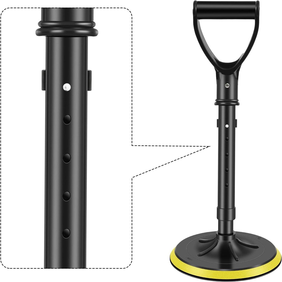 Opstahulp Senioren - Stahulp Mobiliteitshulp - Onafhankelijk Leven - Versterkt Metaal - 44-54 cm - Zwart