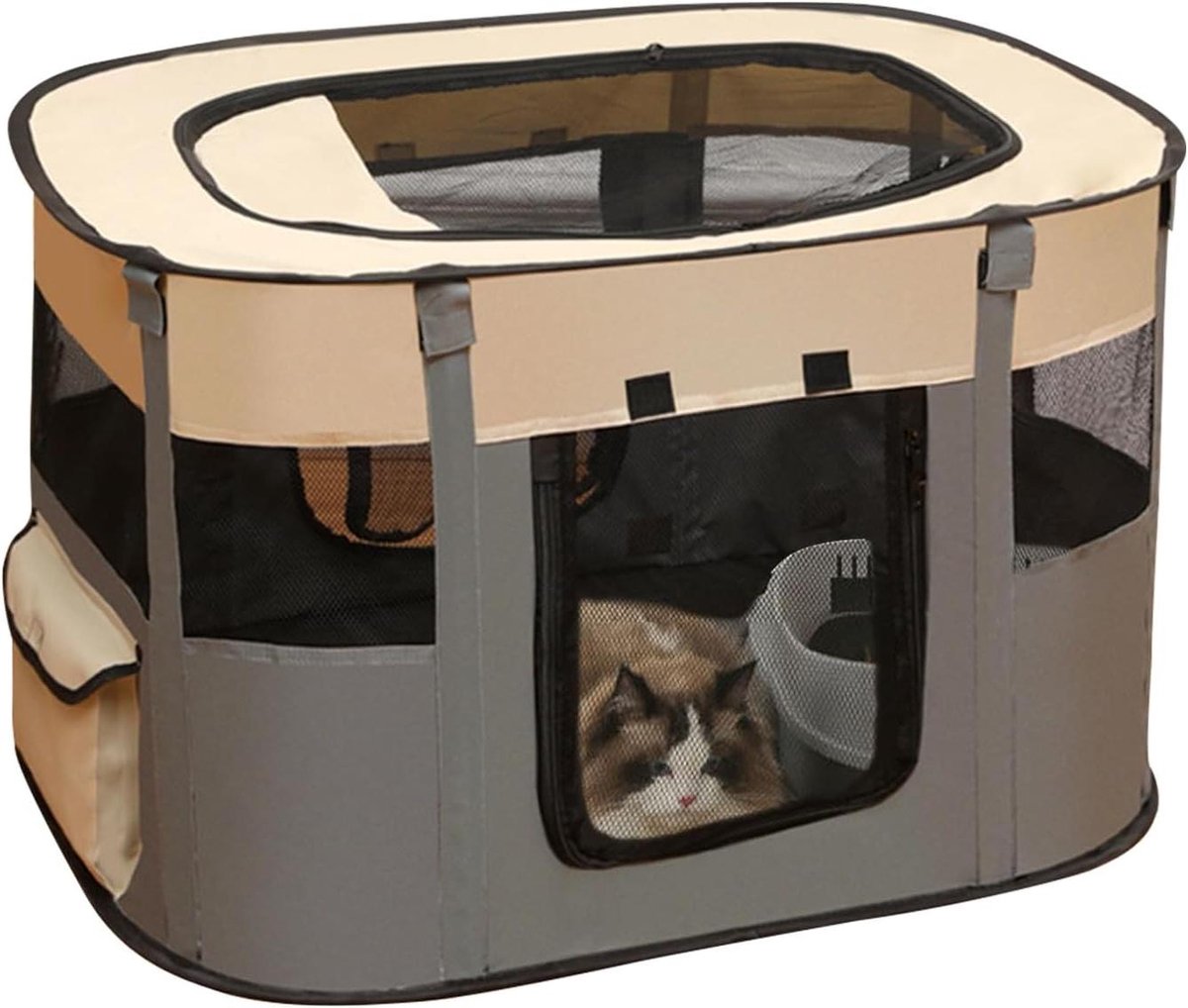 Huisdierbox Opvouwbaar - Hondenkatten Bench - Reizen en Kamperen - Ademend Mesh Ontwerp - 110 x 85 x 58 cm