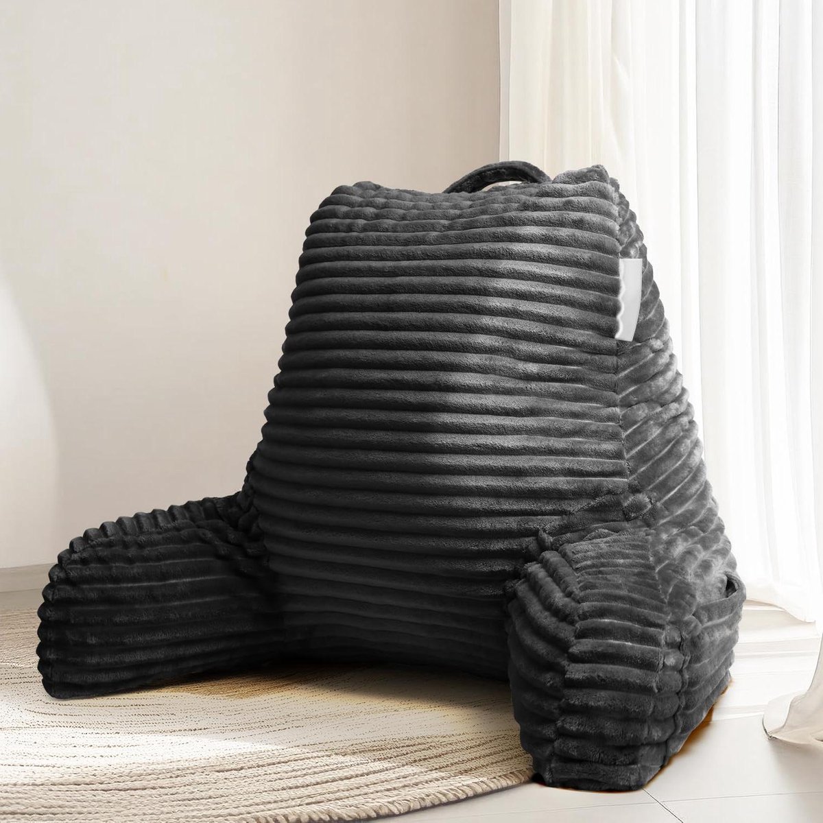 Leeskussen Bed - Leunstoelkussen Rugsteun - Ontspannen in Bed - Verstelbare Vulling - 43x35 cm - Donkergrijs