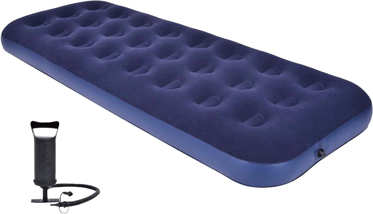 Opblaasbaar Luchtbed - Campingbed Kampeerbed - Kamperen Buiten - Inclusief Pomp - 190 x 74 x 23 cm - Donkerblauw