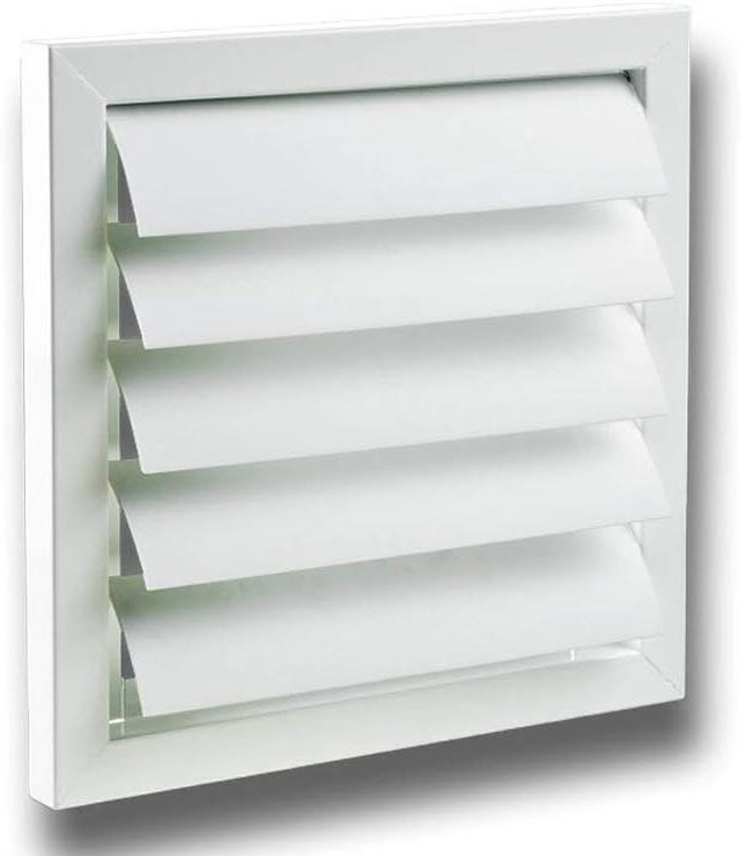 Ventilatierooster Buiten - Rooster met Lamellen - Ventilatie Regelen - Zelfsluitend Weerbestendig - 400 x 400 mm - Wit