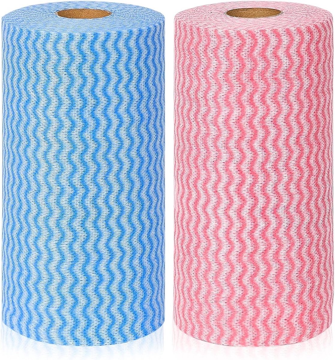 Keukenrol Doekjes - Afwasdoeken Herbruikbaar - Dagelijkse Reiniging - Op Rol Geperforeerd - 20x30 cm 200 Vellen - Blauw Rood