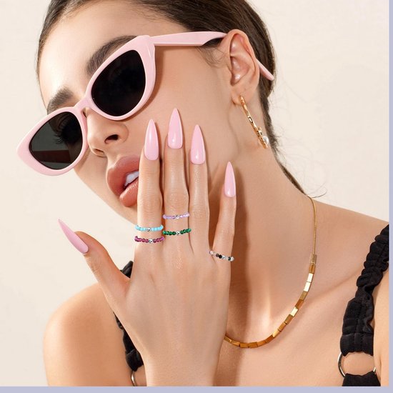 Ringen voor vrouwen 4 mm natuursteen kraal ring kralen elastische ring kralen stenen ring kristal kralen ring edelsteen parel stapelbare ring kleurrijke stretch vinger ring voor vrouwen — afbeelding 5