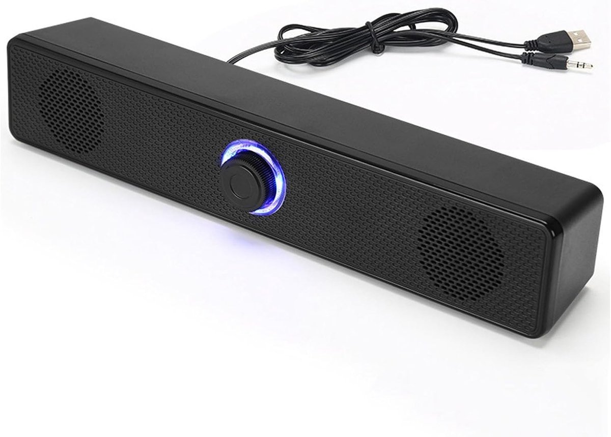 SnelShoppen - USB Bedraad Computer Speakers Soundbar met HiFi Stereo Geluid, 3.5Mm AUX, Draagbare Mini Soundbar voor Laptops, Tablets en Telefoons, Pe