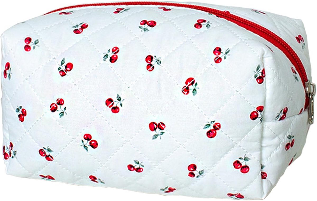 SnelShoppen - Vrouwen Make-up Tas - Toilettas - Multifunctionele Reisbag - Compacte Organizer voor Cosmetica, Sleutels, Muntjes - Bloemenprint - 17x10