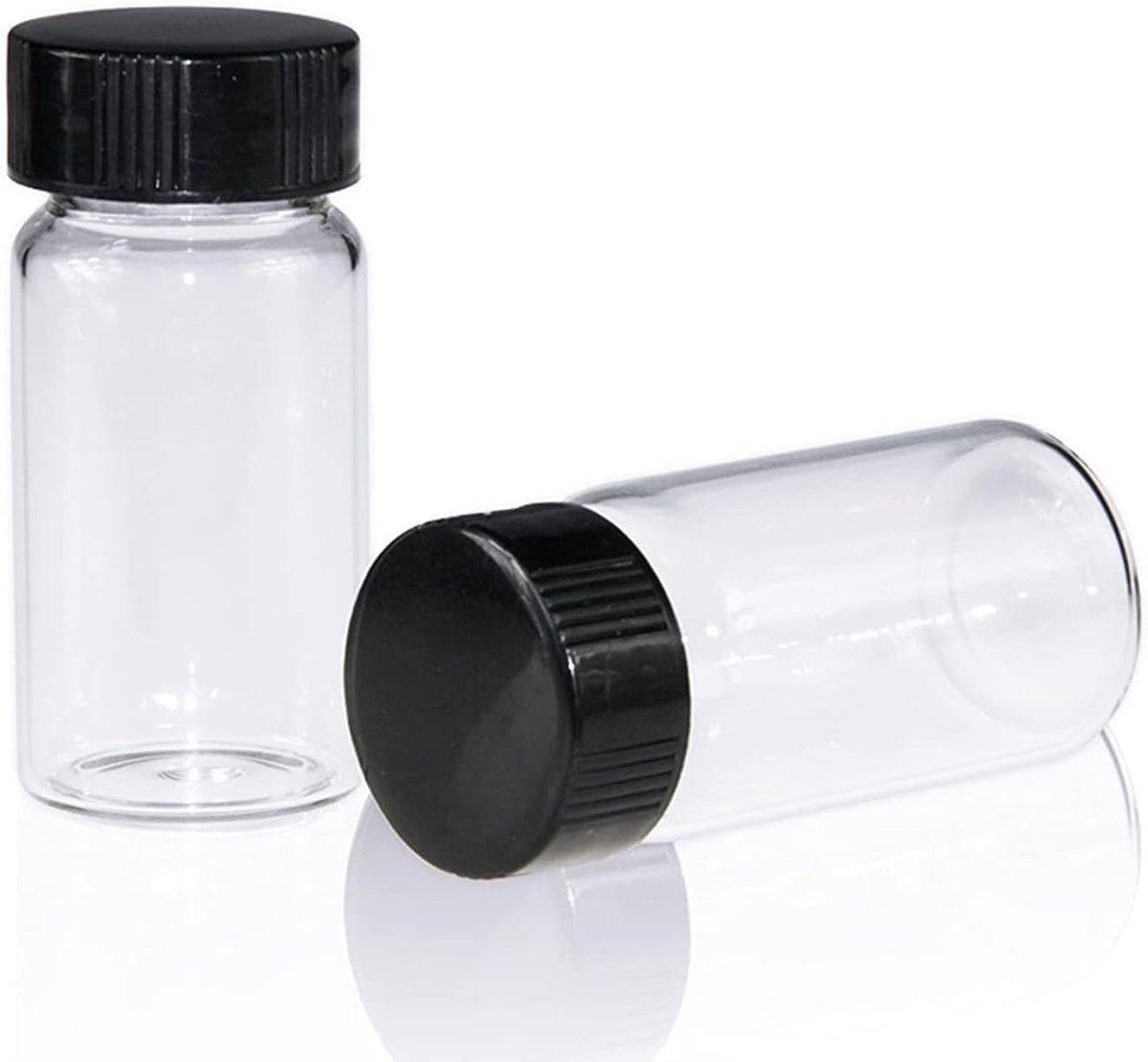 SnelShoppen - 100pcs 10mL Sample Glass Vials - Borosilicate Glas, Zwart PP Doppen, Lab Vial Flesjes voor Olie, Chemische Monsters, 22x52mm