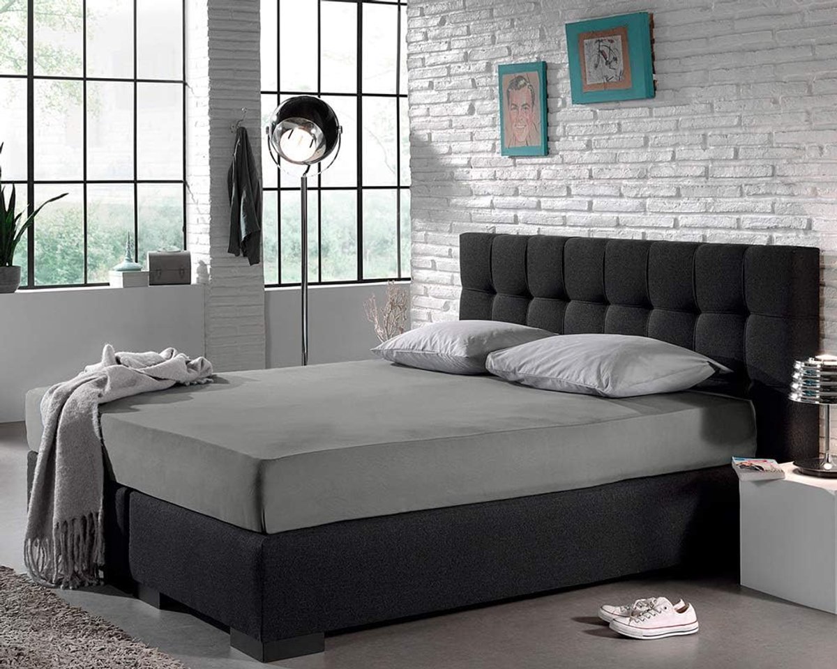 SnelShoppen - Fitted Sheet 100% Katoen Hotelkwaliteit, Kreukvrij, Perfecte Pasvorm, Anti-Allergisch, Geschikt voor Standaard Matrassen tot 25cm, Grijs