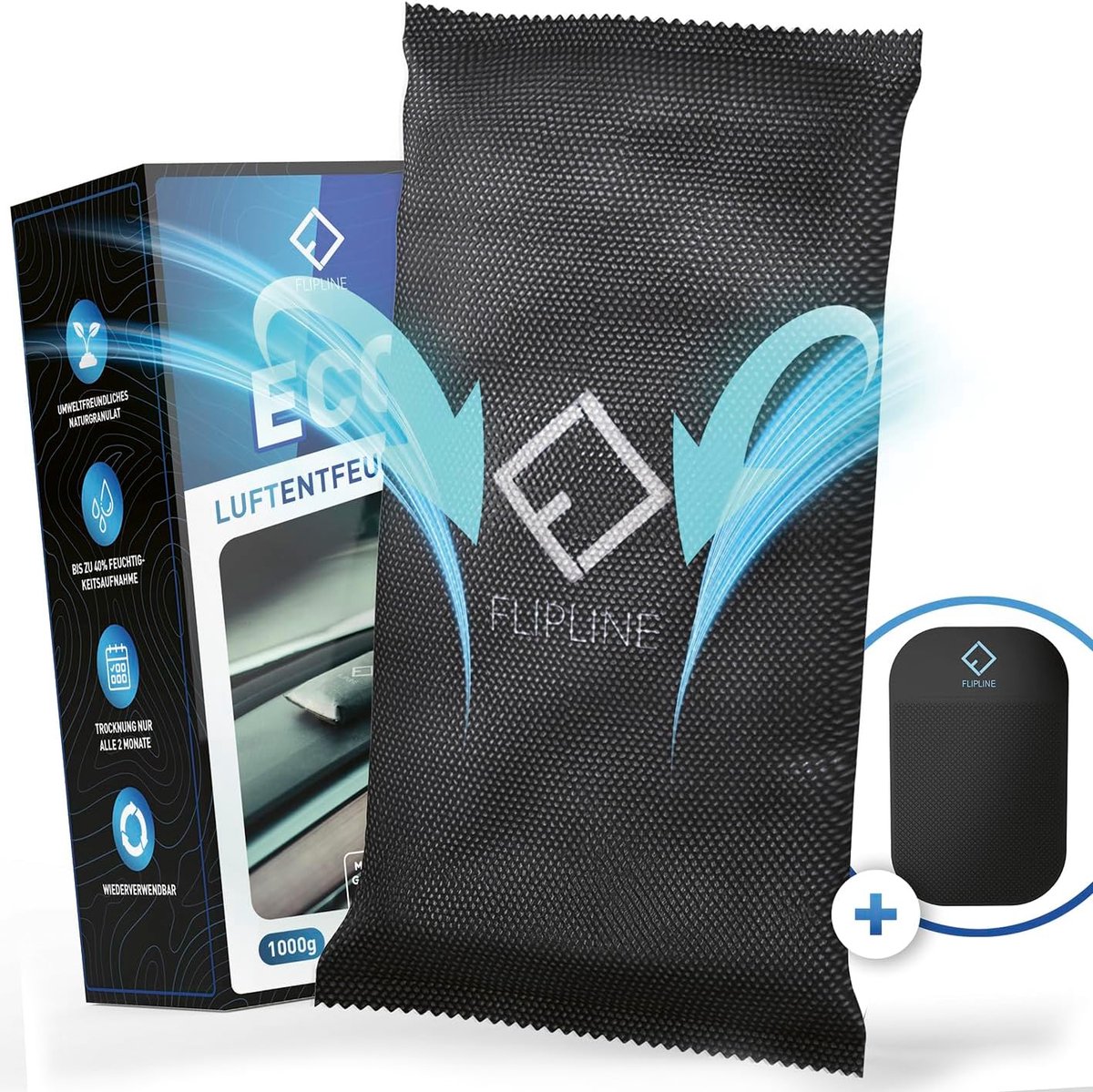 SnelShoppen - 2x1kg Eco Auto Ontvochtiger Set met Antislip Pad - Herbruikbare Vochtabsorbe