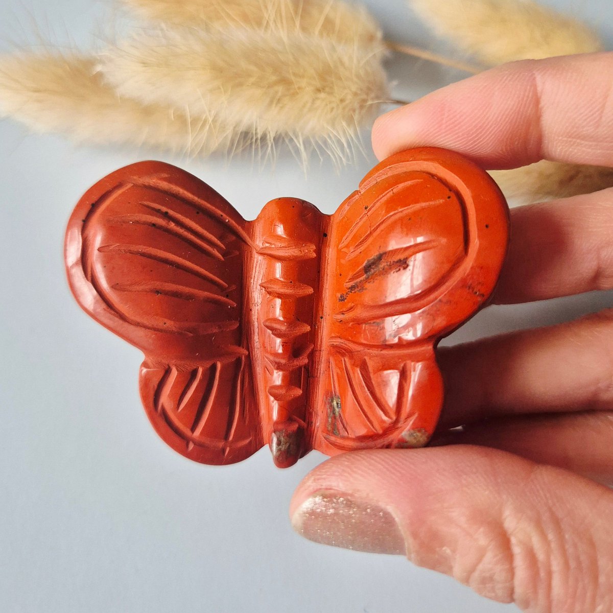 Edelsteen 3D Vlinder 6x5 cm – Rode Jaspis (Ronde vleugels)