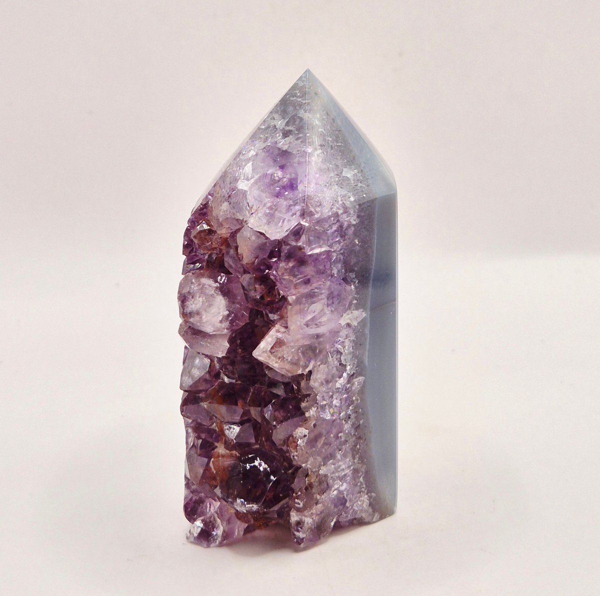 Amethist Agaat Punt Uruguay 147g – Hoogwaardige Druzy Edelsteen met Natuurlijke Agaatbanden