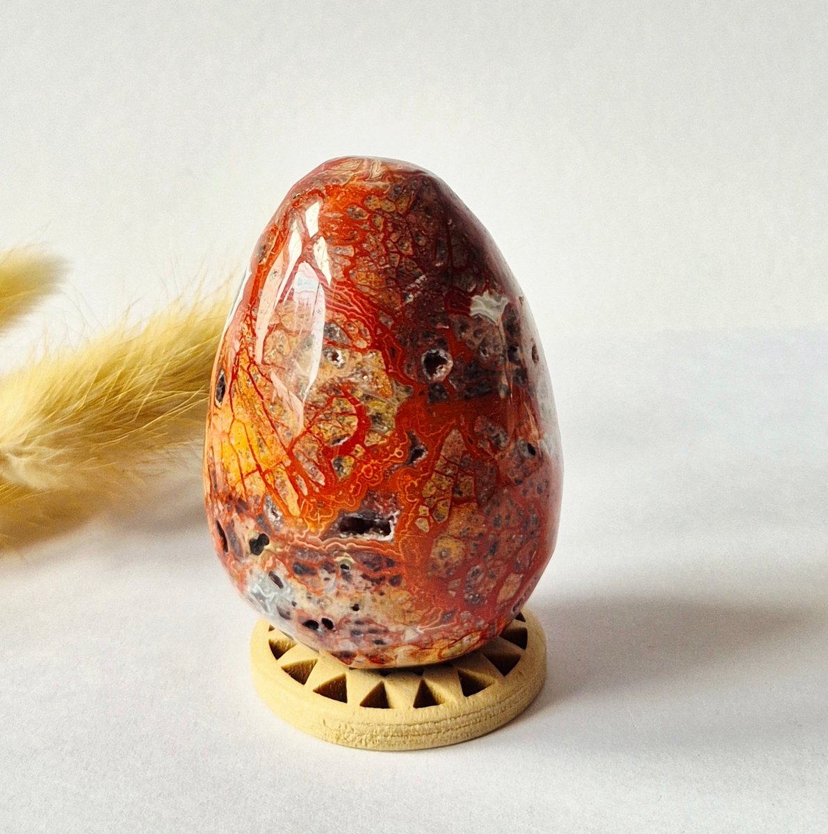 Druzy Mexican Crazy Lace Agaat Ei 119gr - Edelsteen Carving