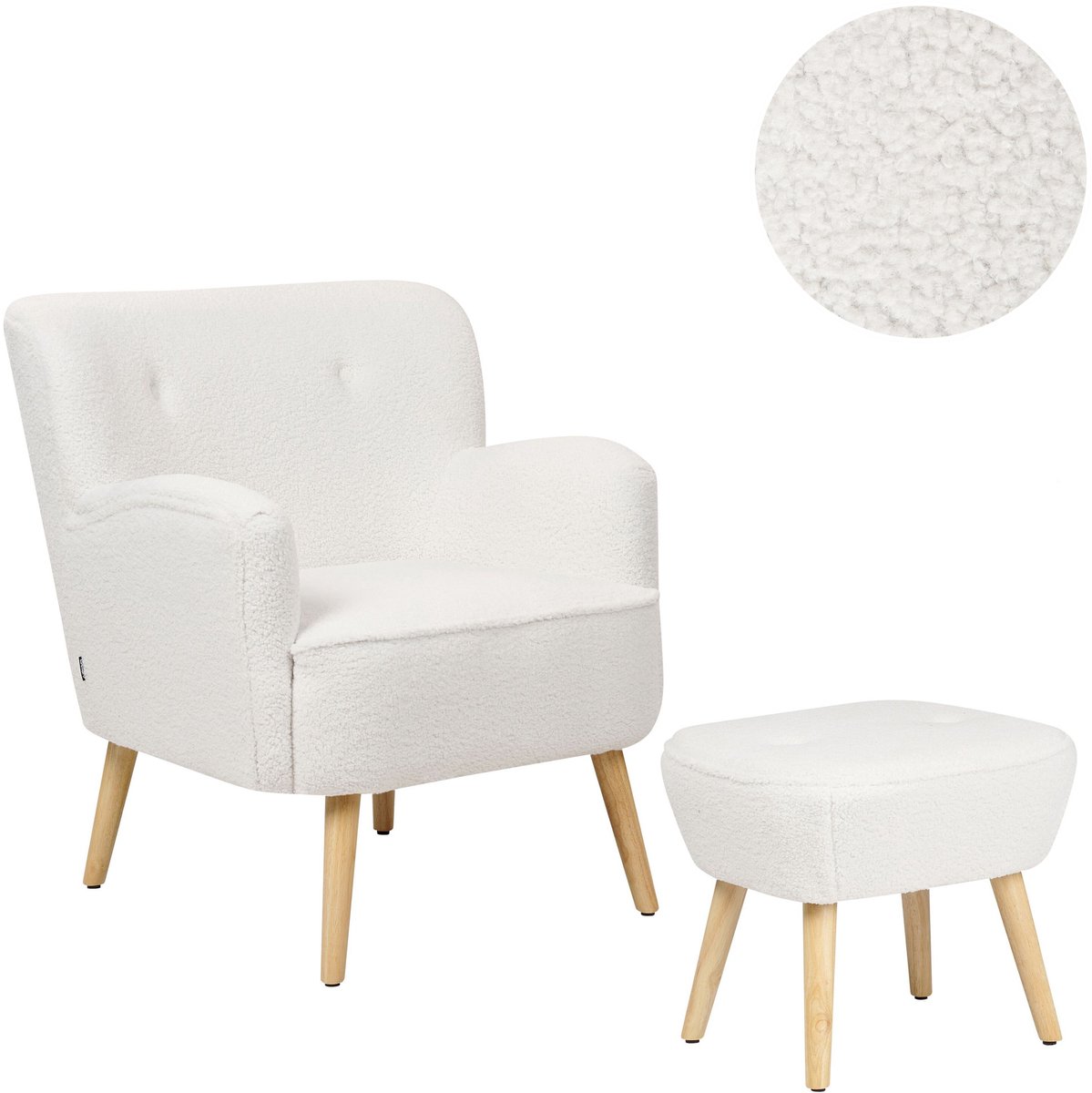 TUMBA - Fauteuil - Wit - Boucle