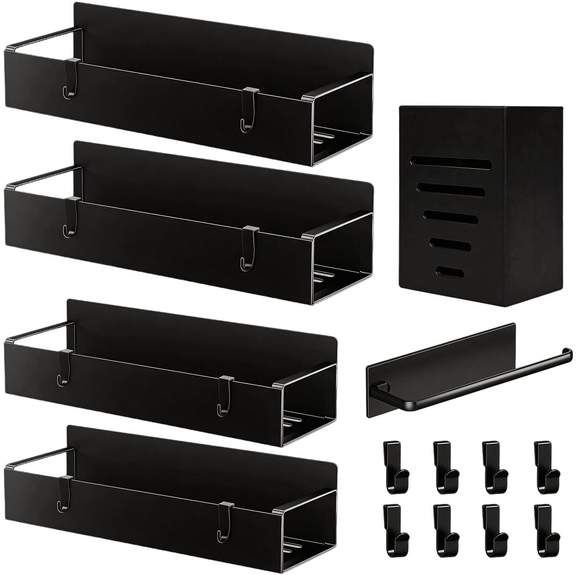 Dailygoods - Magnetisch Kruidenrek voor aan de Muur - Multifunctioneel met 8 Haken en 2 Rolstandaarden