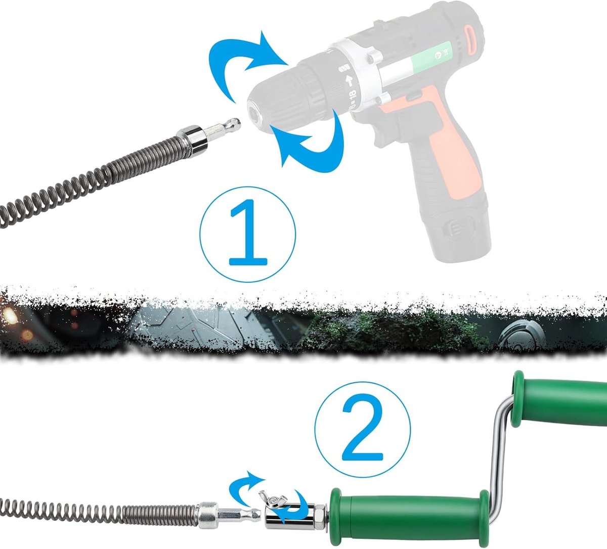 Professionele Spiralen Voor Afvoerreiniging - 3m x 10mm Handmatige Adapter voor Toilet en Keuken