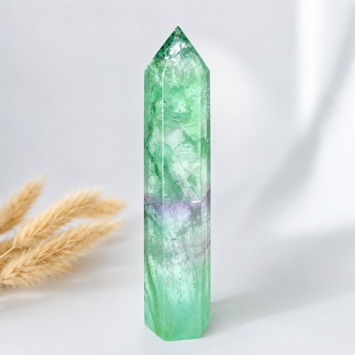 Groene Fluoriet Toren 15-18 cm – Hoge Kwaliteit Fluorite Edelsteen Punt
