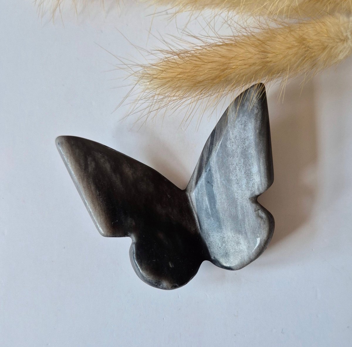 Edelsteen Vlinder 6x5 cm – Zilver Obsidiaan