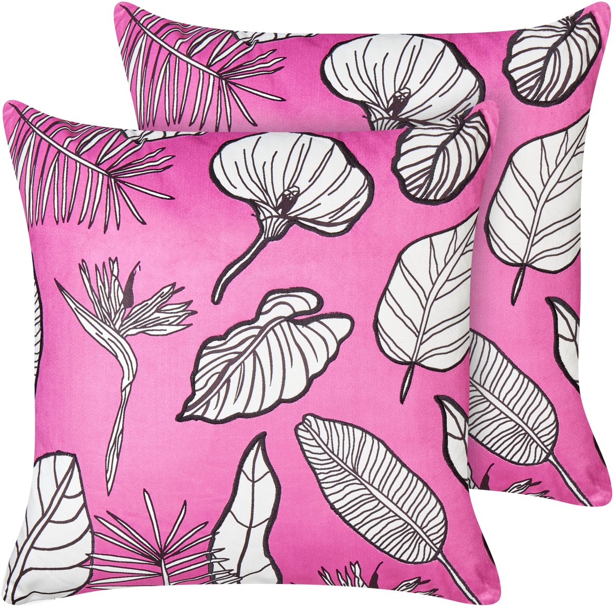 Beliani MALVA - Sierkussen set van 2 - Roze - 45 x 45 cm - Katoen