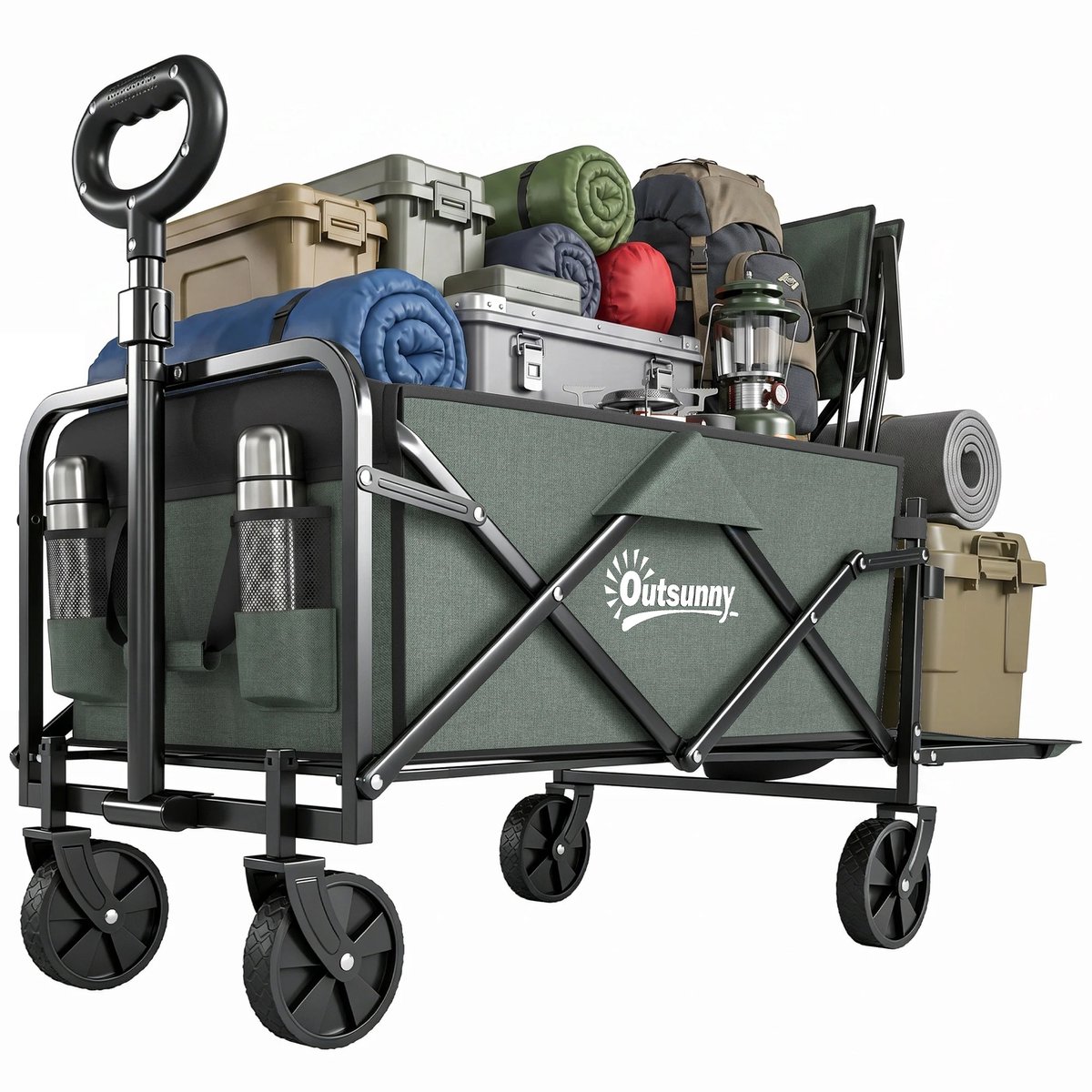 Emvae Bolderkar - Opvouwbare Bolderkar - Bolderwagen - 72L - 90 kg Draagvermogen - 76x48x65-92 cm - Groen