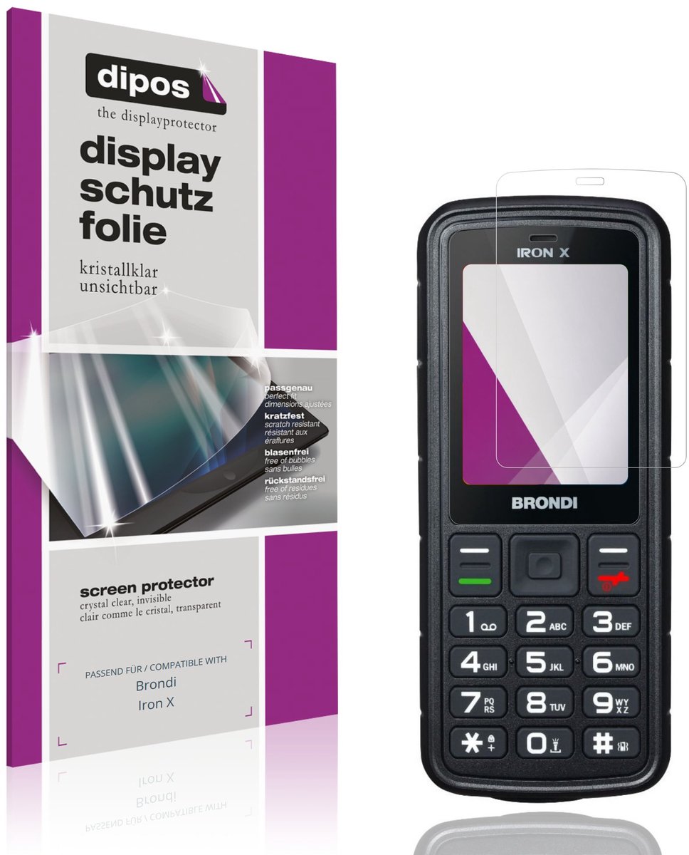 dipos – 4x Beschermfolie geschikt voor Brondi Iron X | Krasbestendige & heldere Screenprotector Ultra-Thin