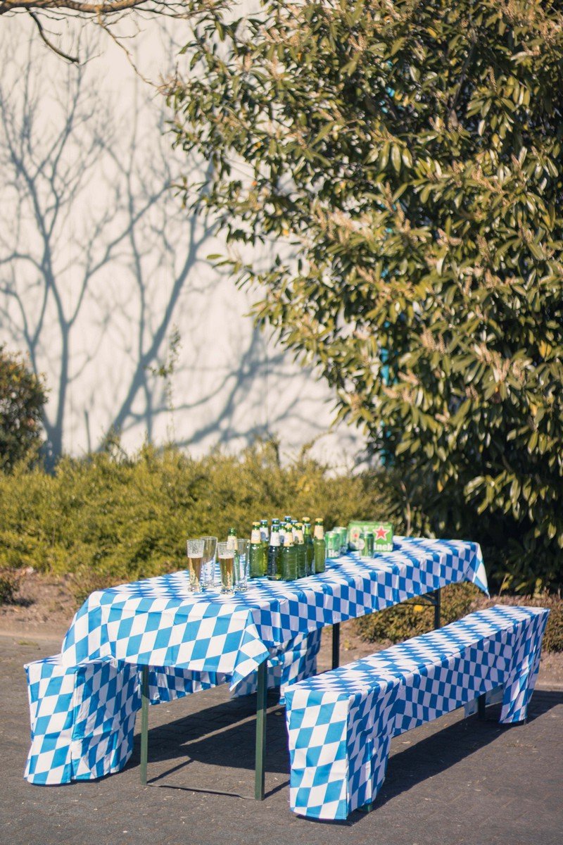 Bavarian Check Bier tafelset textiel blauw 1st 100x260cm/ 2st 220x25x45cm