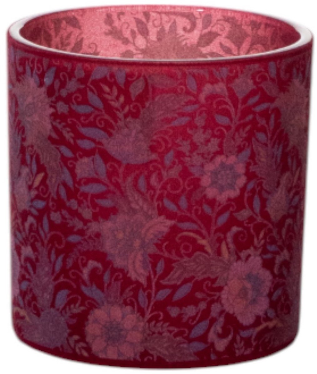 Theelichthouder fluwelen bloemen bordeaux medium 10cm