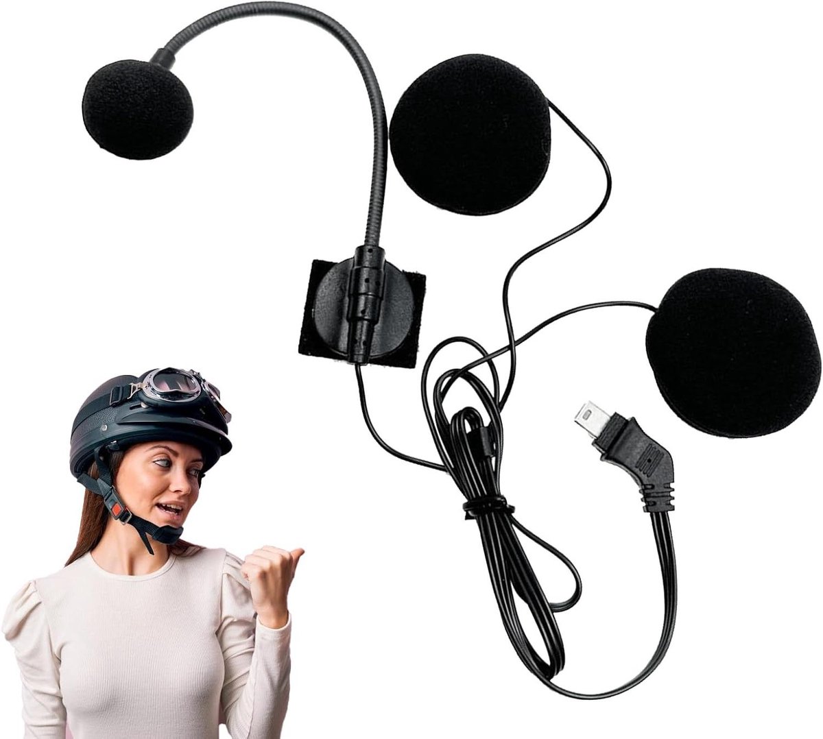 Motorhelm Headset - Communicatie Microfoon - Veilig Communiceren - Geoptimaliseerde Ruiscontrole - 10 Pin Aansluiting - Zwart