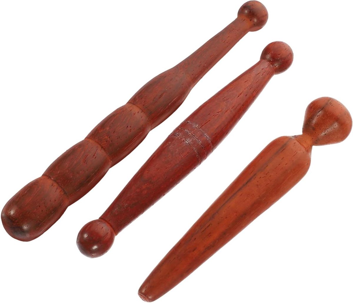 Massage Stenen Set - Houten Tools - Spierontspanning Bevorderen - Acupunctuur Punten Stimuleren - 6 Stuks - Houtkleur
