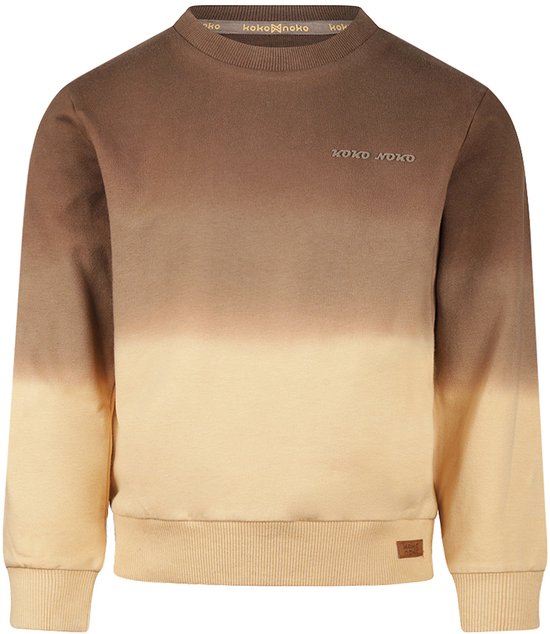 Bruine sweater met ombré-effect in beige tinten. Koko Noko logo op de borst.