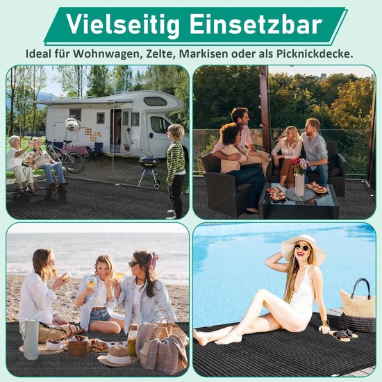 Voortenttapijt - Tentkleed buiten - Camping en outdoor - Waterdoorlatend HDPE - 200 x 200 cm - Zwart — afbeelding 3