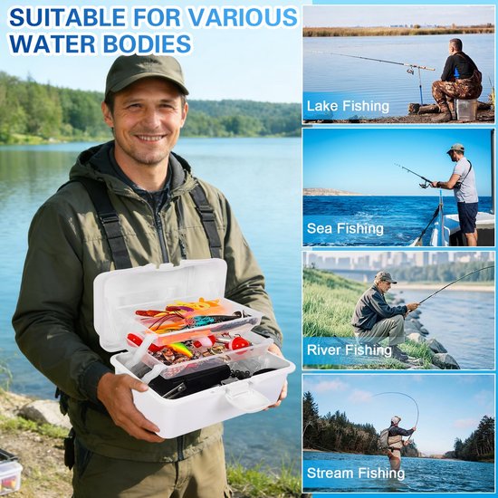 SnelShoppen - 320-delige hengelset voor beginners en gevorderden met draagbare box voor baars, bluegill, forel en meer - Perfect voor vissen, outdoor, van Snelshoppen — afbeelding 5