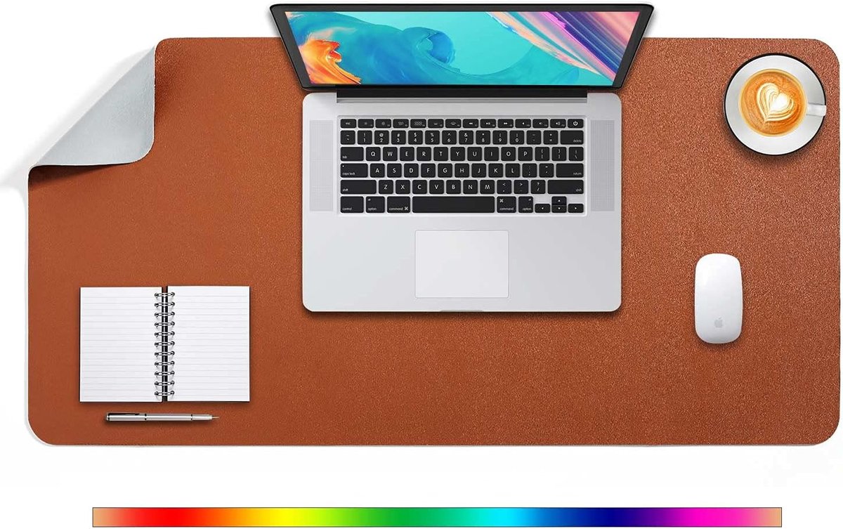 SnelShoppen - Grote Muismat Desk Pad XL 80x40 cm Bruin/Grijs Dubbelzijdig PU Leer Waterdicht voor Notebook Schrijven Kantoor Gebruik