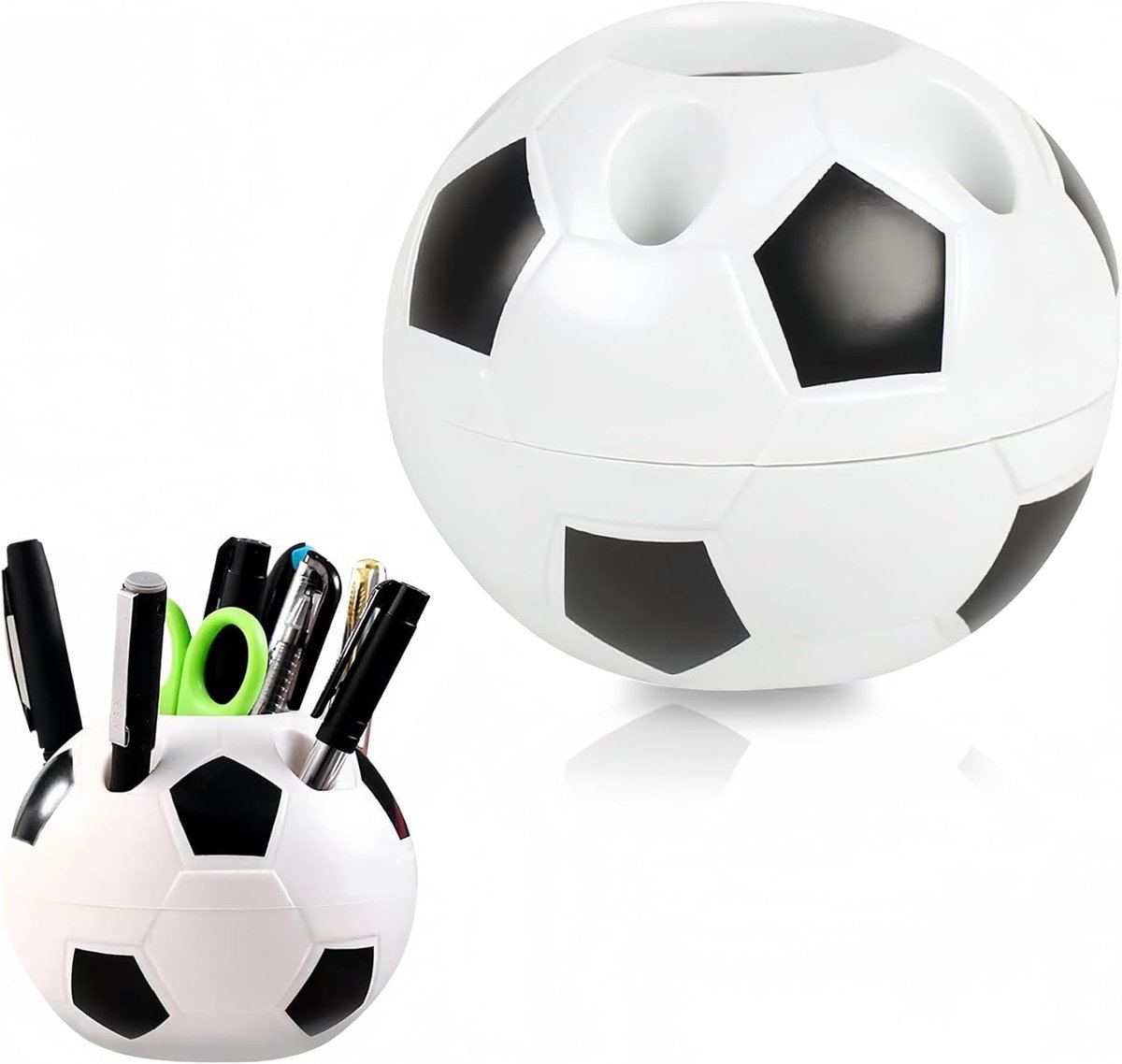 SnelShoppen - Pennenkoker in Voetbalstijl, 6 Gaten, Kunststof Tafelorganizer voor Scholieren, Voetbalfans, Cadeau voor Eerste Schooldag en Verjaardag,